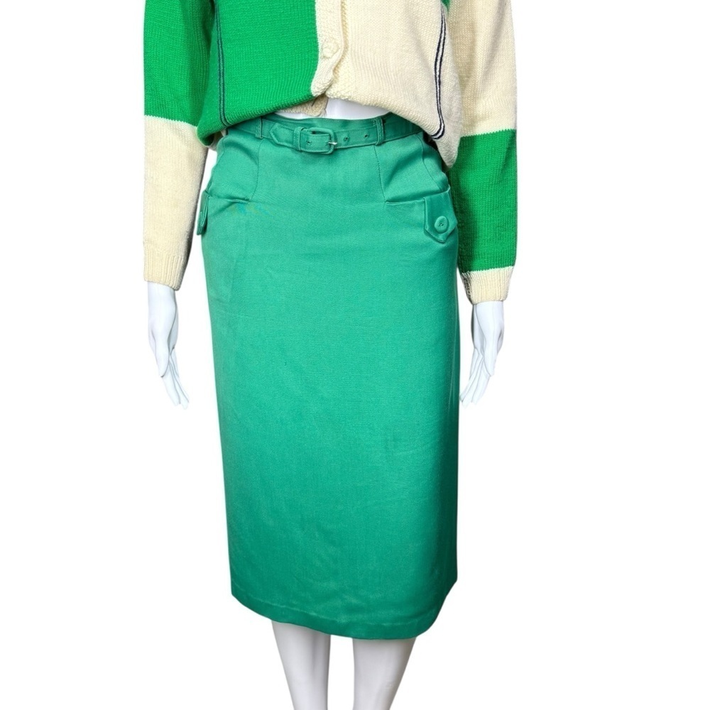 Vintage 1950s / 60s belted pencil skirt XS